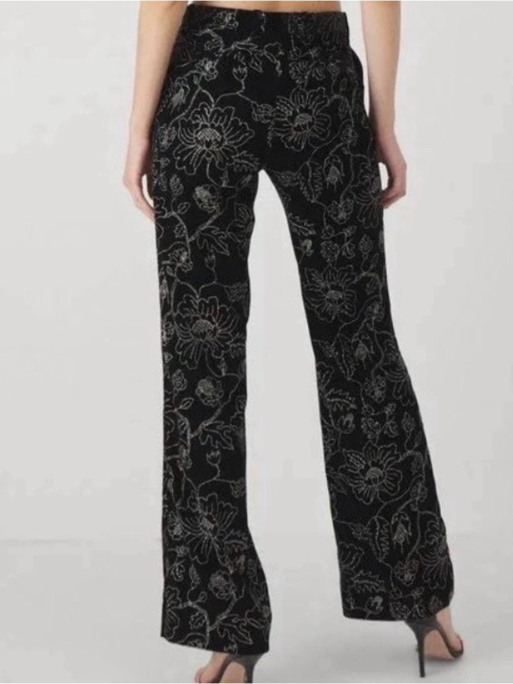 NWT Kooples Black Velvet Embroidered Trousers